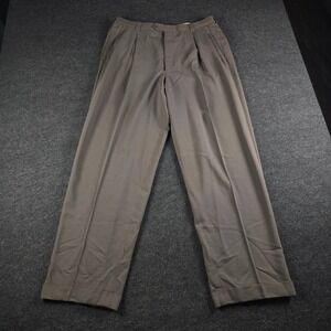 Vtg Armani Collezioni Brown Wool Pants Pleated Cuffed Dress Mens 38 (Fits 36x31)